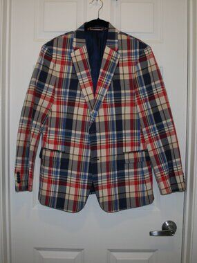 Tommy Hilfiger Red and Blue Plaid Blazer